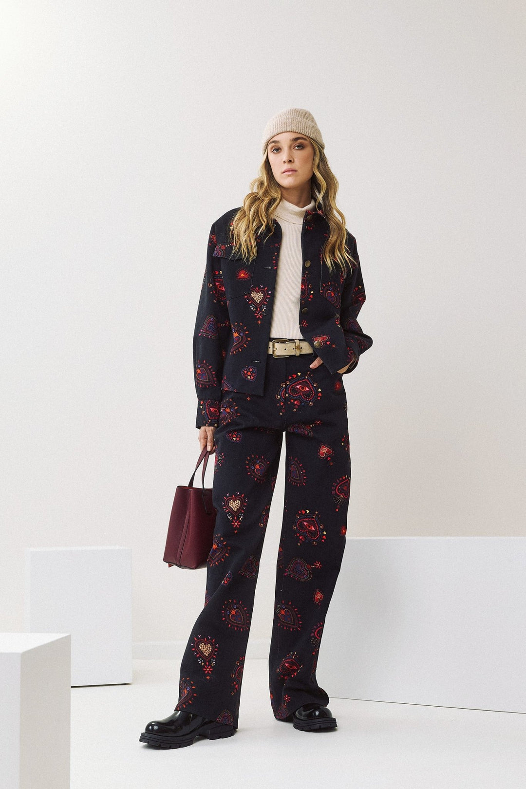 Denim παντελόνι με statement print Figaro Fashion