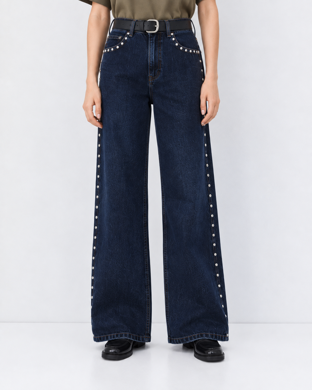 Παντελόνι denim wide-leg με τρουκς Access Fashion