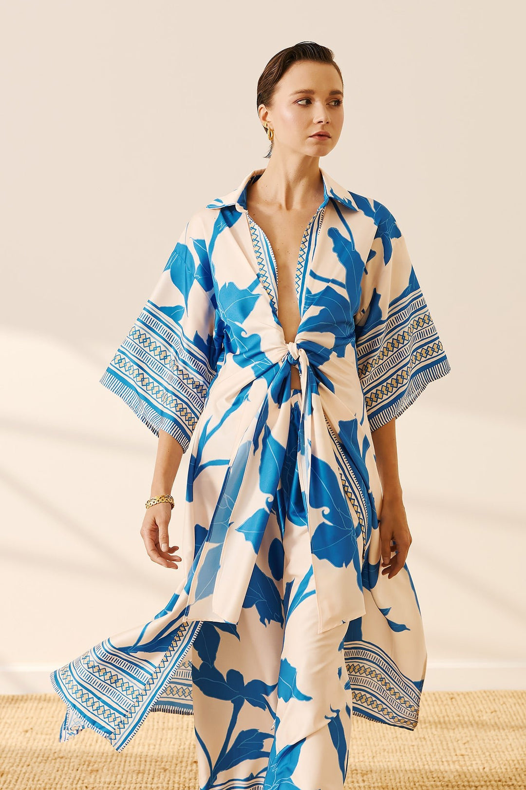 Εμπριμέ τουνίκ με δέσιμο Figaro Fashion