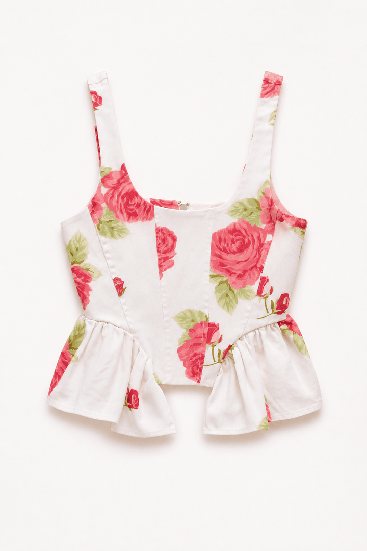Floral corset set με wide leg παντελόνα Lumina