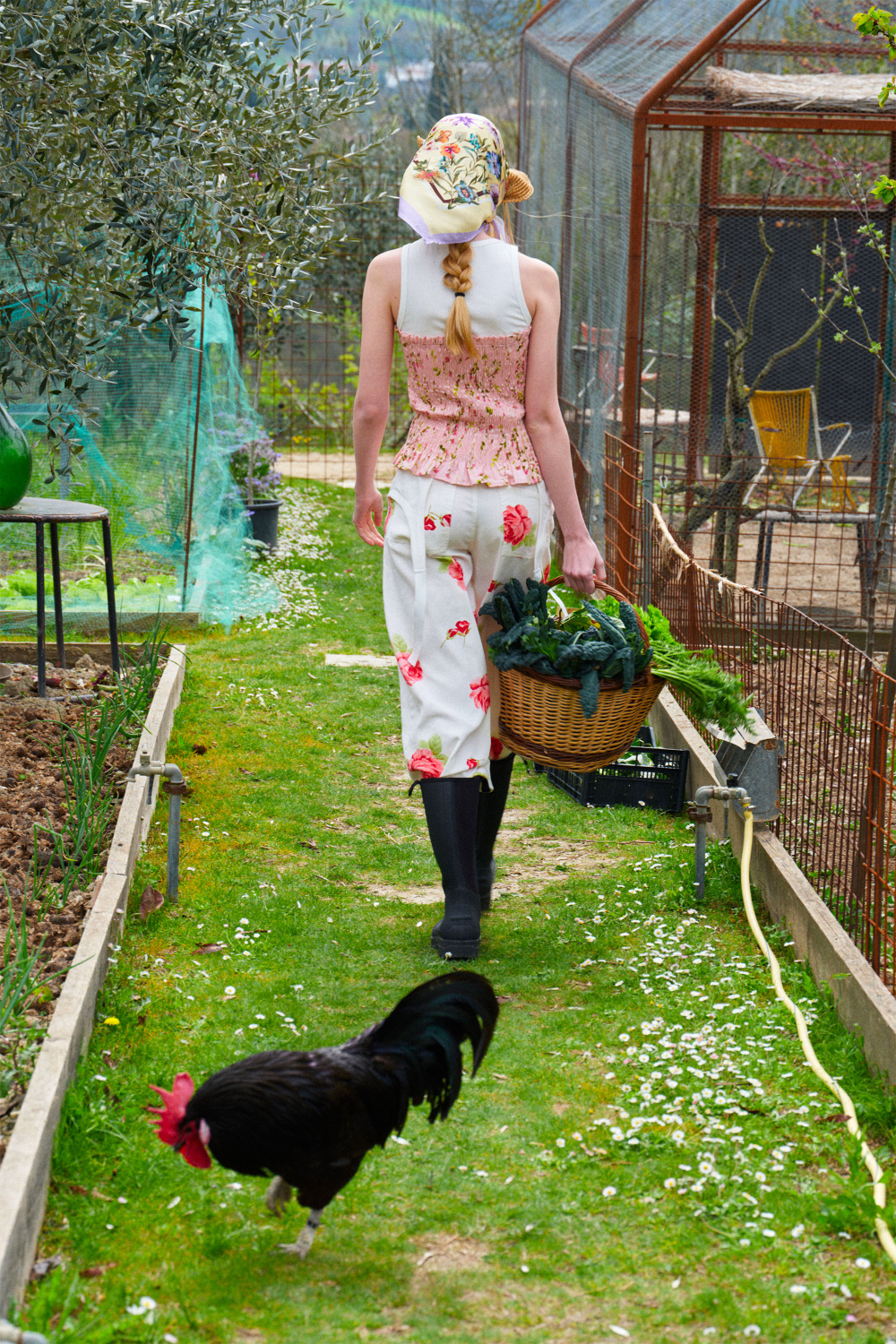 Floral corset set με wide leg παντελόνα Lumina