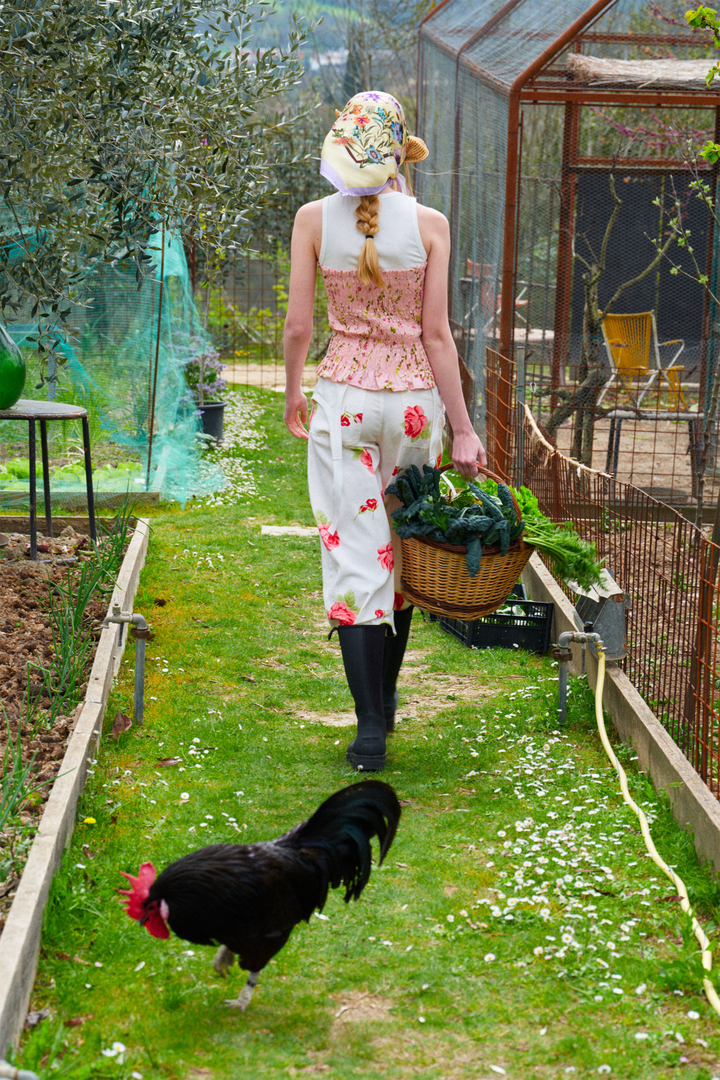 Floral corset set με wide leg παντελόνα Lumina