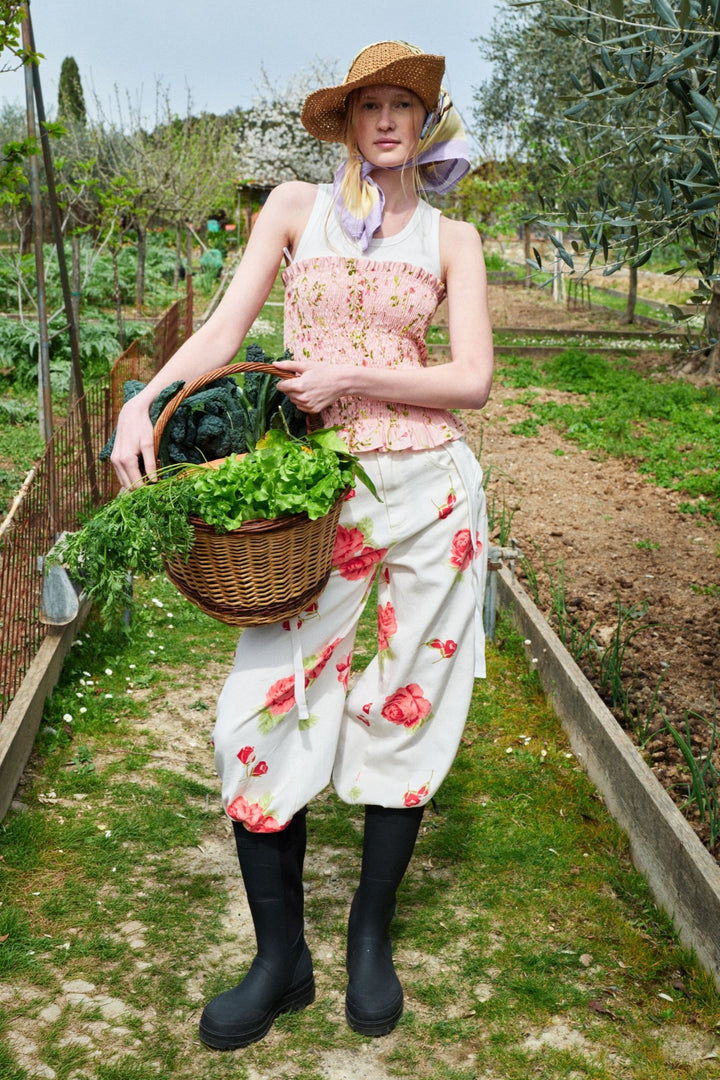 Floral corset set με wide leg παντελόνα Lumina