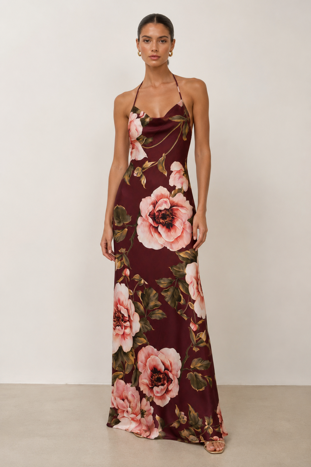 Maxi floral φόρεμα με ανοιχτή πλάτη Lumina