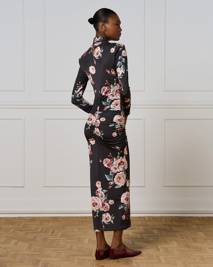 Φόρεμα floral με σούρες στο πλαϊ Access Fashion