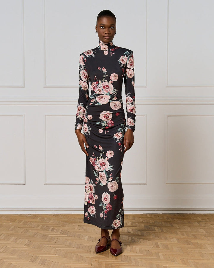 Φόρεμα floral με σούρες στο πλαϊ Access Fashion