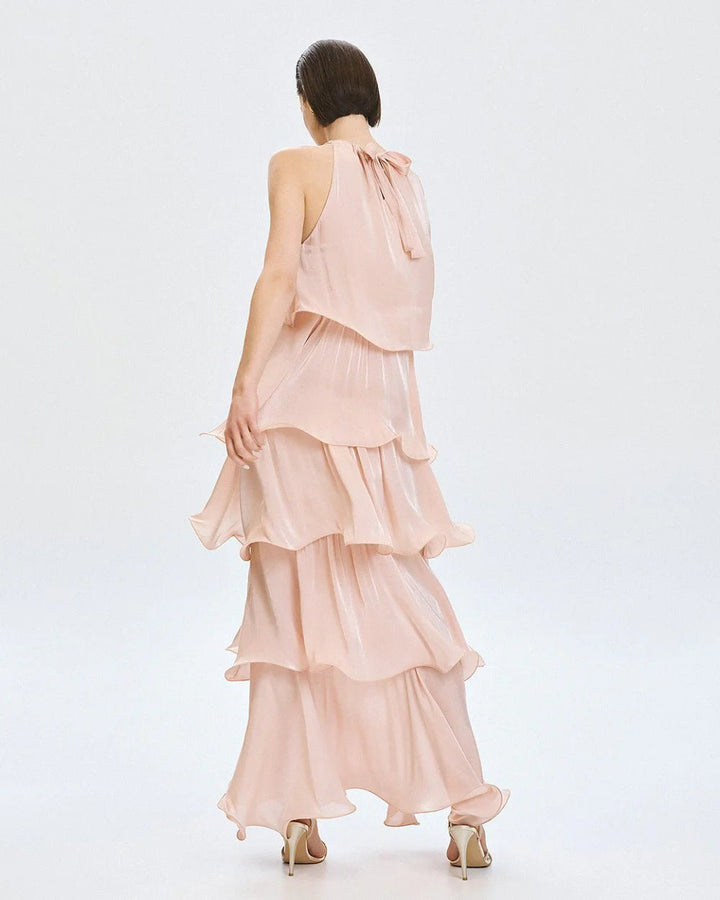 Φόρεμα halter με βολάν και λουλούδι Access Fashion