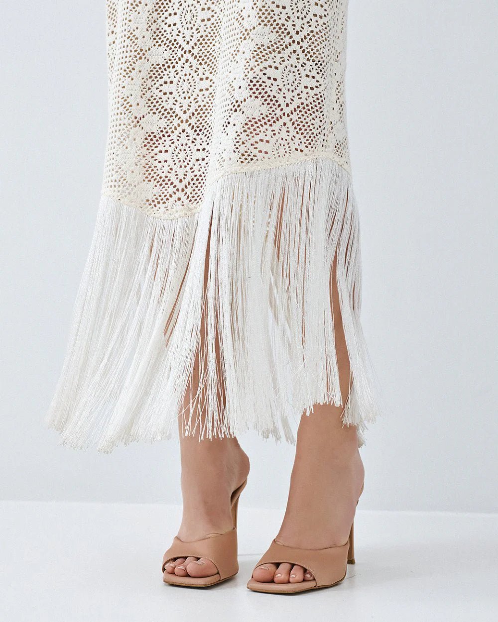 Φόρεμα halter πλεκτό με κρόσι Access Fashion