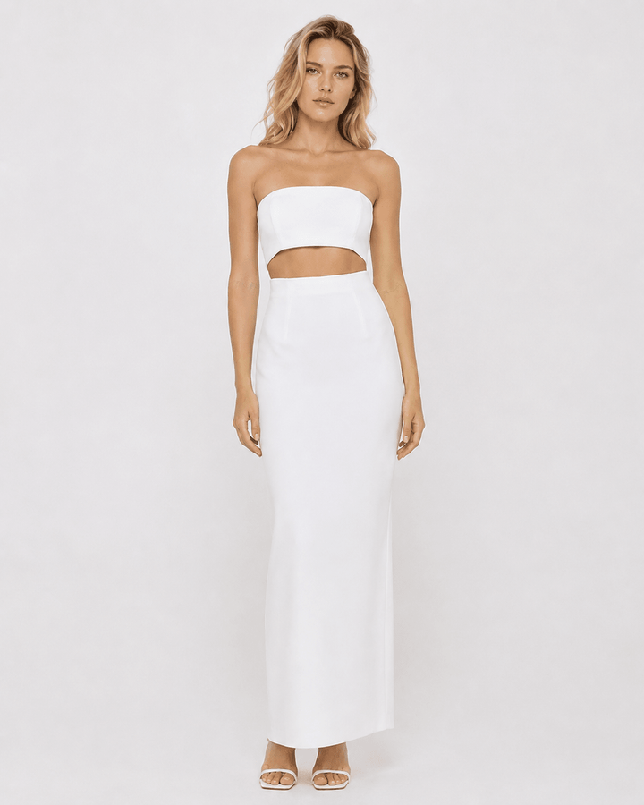 Φόρεμα μακρύ στράπλες με άνοιγμα Access Fashion