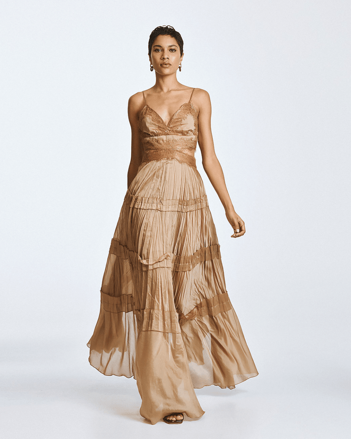 Φόρεμα μάξι με ανοίγματα και δαντέλα Access Fashion
