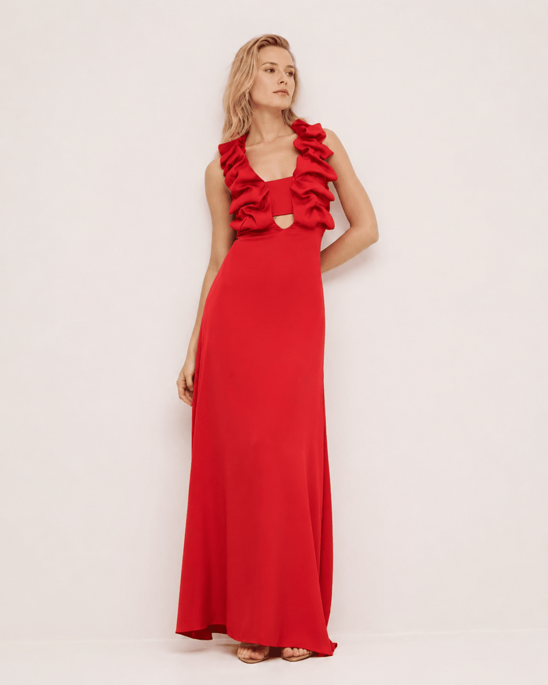 Φόρεμα μάξι με βολάν και ανοίγματα Access Fashion