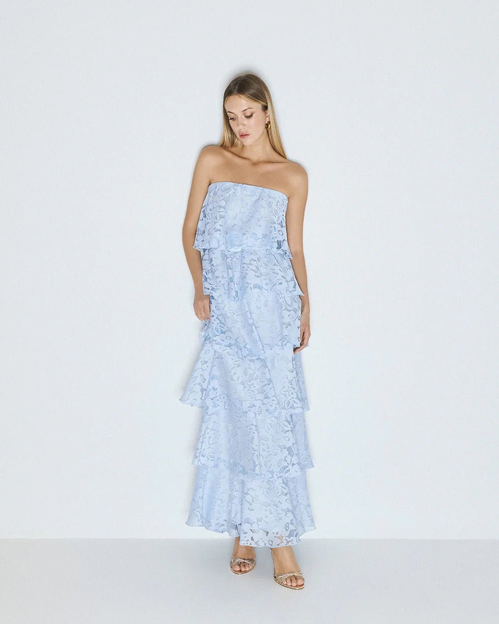Φόρεμα μάξι ντεβορέ με βολάν Access Fashion