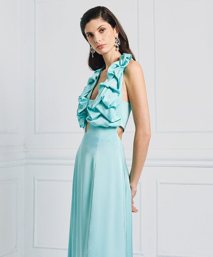 Φόρεμα μάξι με βολάν και ανοίγματα Access Fashion