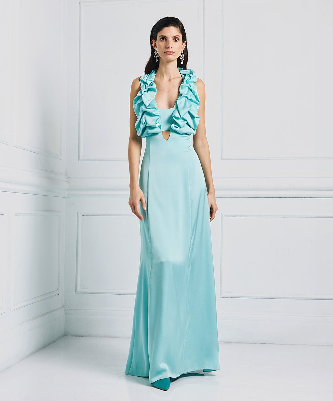Φόρεμα μάξι με βολάν και ανοίγματα Access Fashion