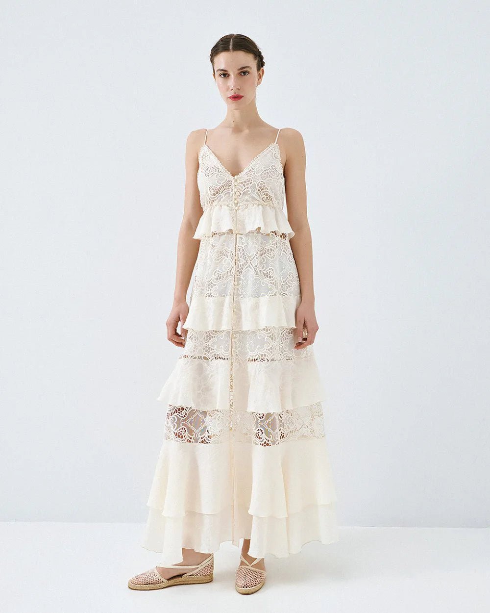 Φόρεμα με δαντέλα και βολάν Access Fashion