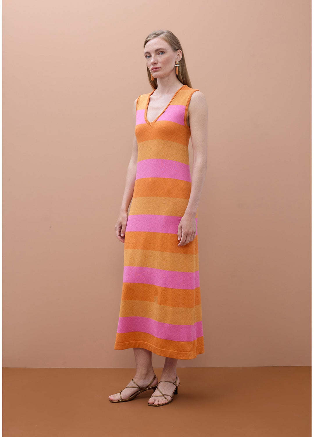 Φόρεμα midi lurex ριγε πλεκτό Lola Casademunt
