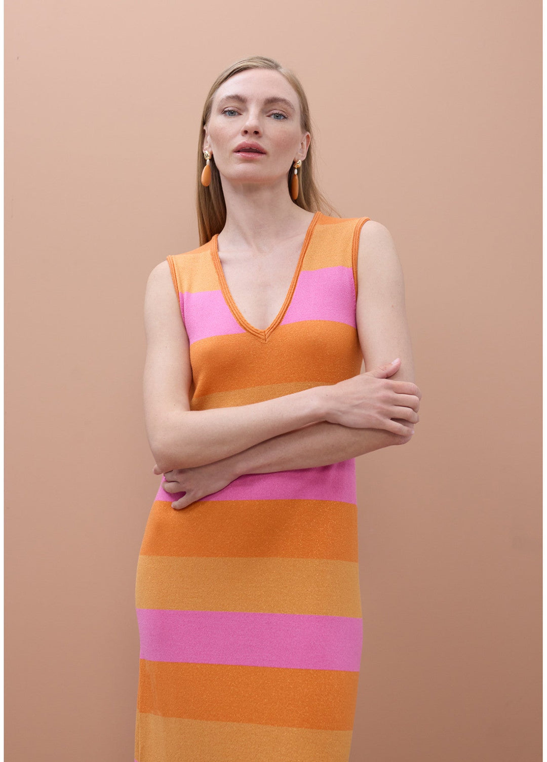 Φόρεμα midi lurex ριγε πλεκτό Lola Casademunt