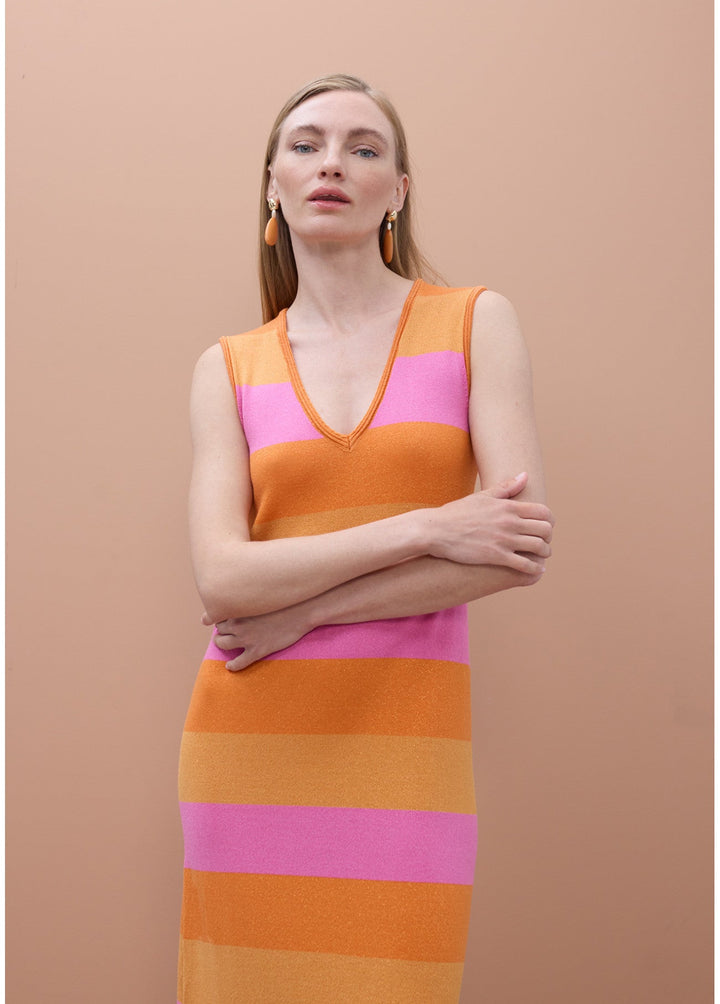 Φόρεμα midi lurex ριγε πλεκτό Lola Casademunt