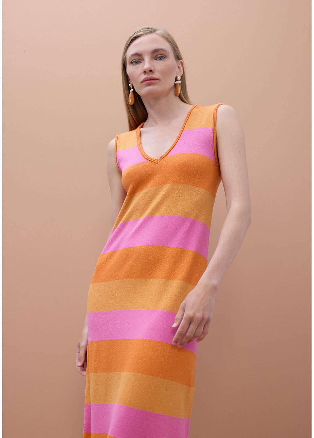 Φόρεμα midi lurex ριγε πλεκτό Lola Casademunt