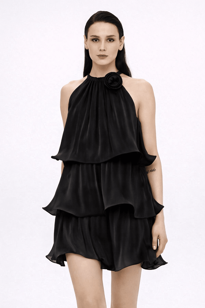 Φόρεμα μίνι με βολάν και λουλούδι Access Fashion