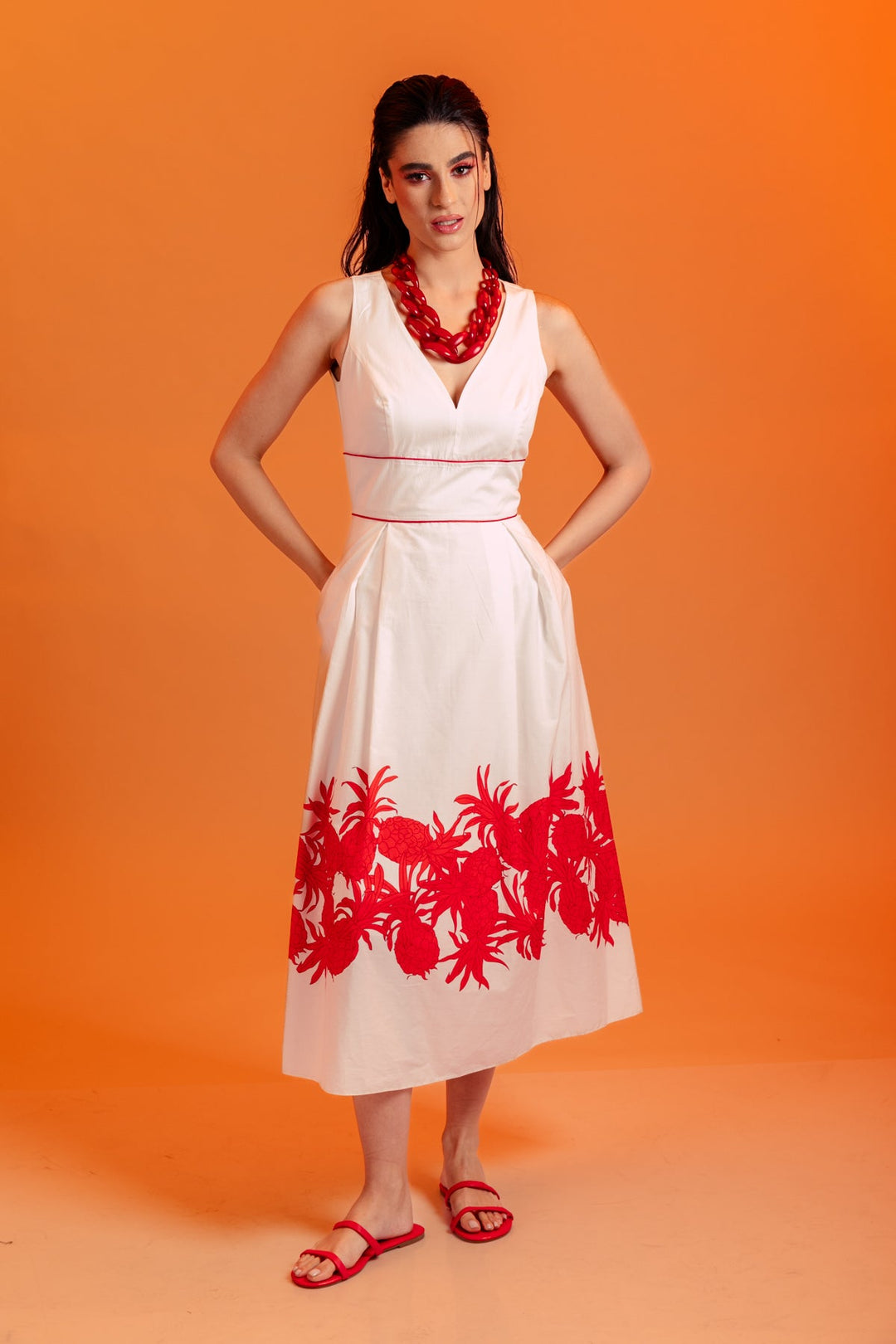 Φόρεμα μίντι κλος με ανανάδες Coelia - A Collection Boutique