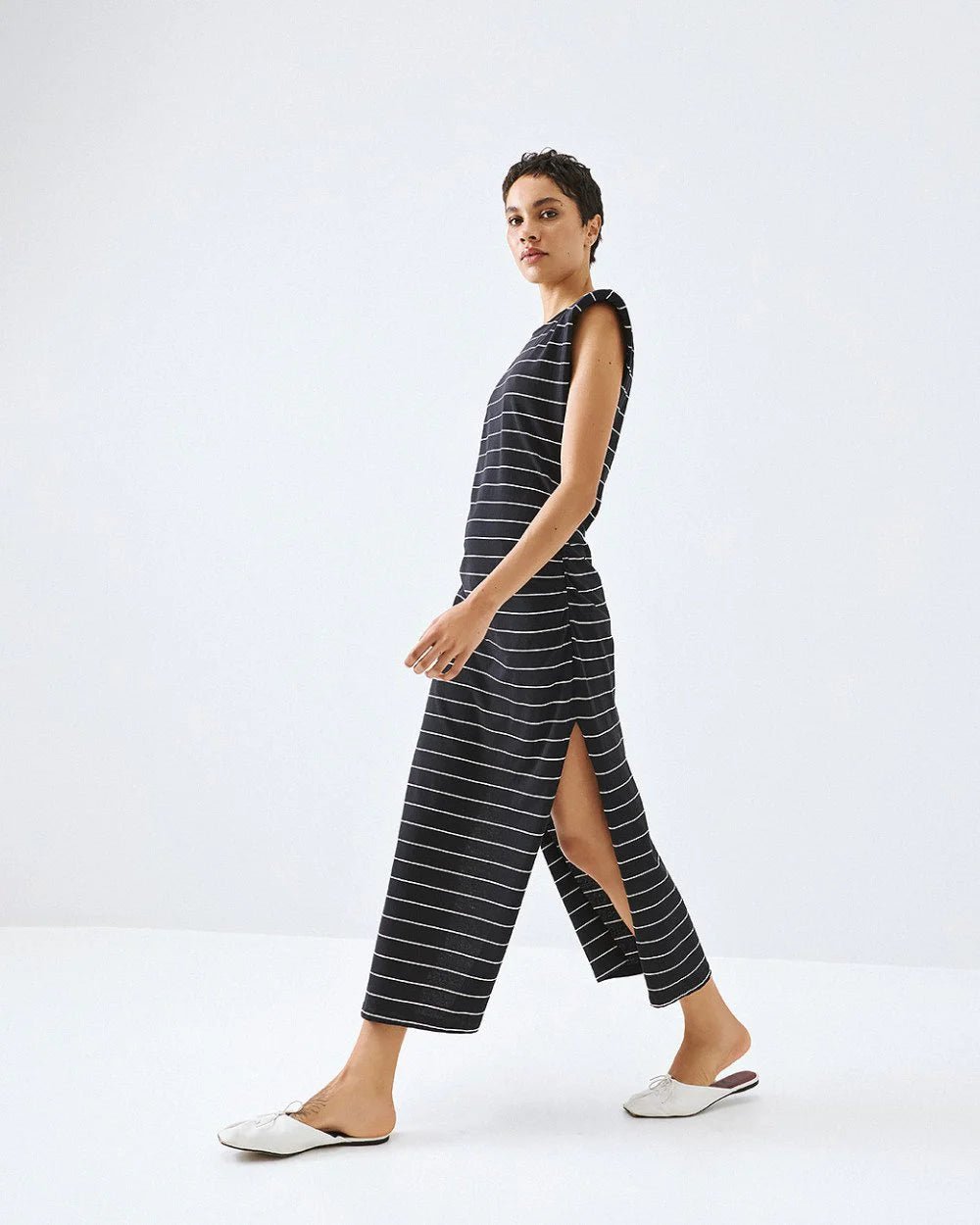 Φόρεμα μίντι ριγέ με βάτες Access Fashion