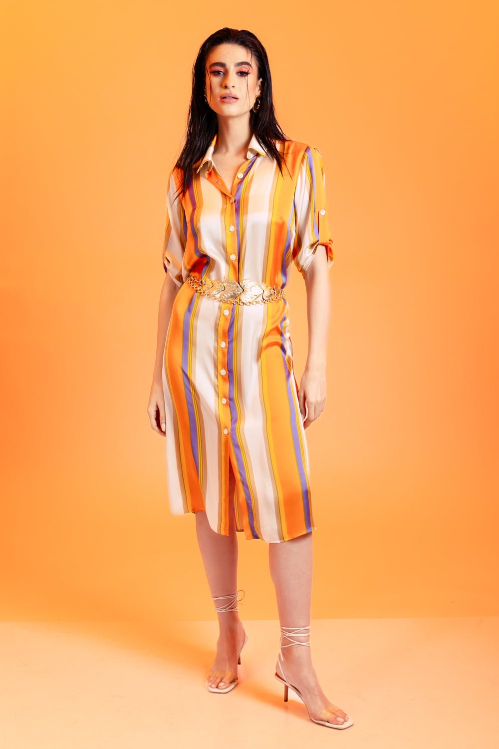 Φόρεμα σεμιζιέ ριγέ ίσια γραμμή Coelia - A Collection Boutique