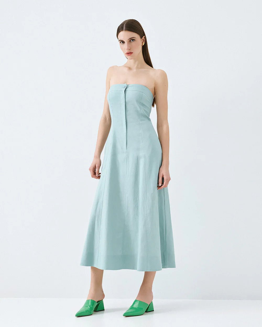 Φόρεμα στράπλες με φερμουάρ και κουμπί Access Fashion