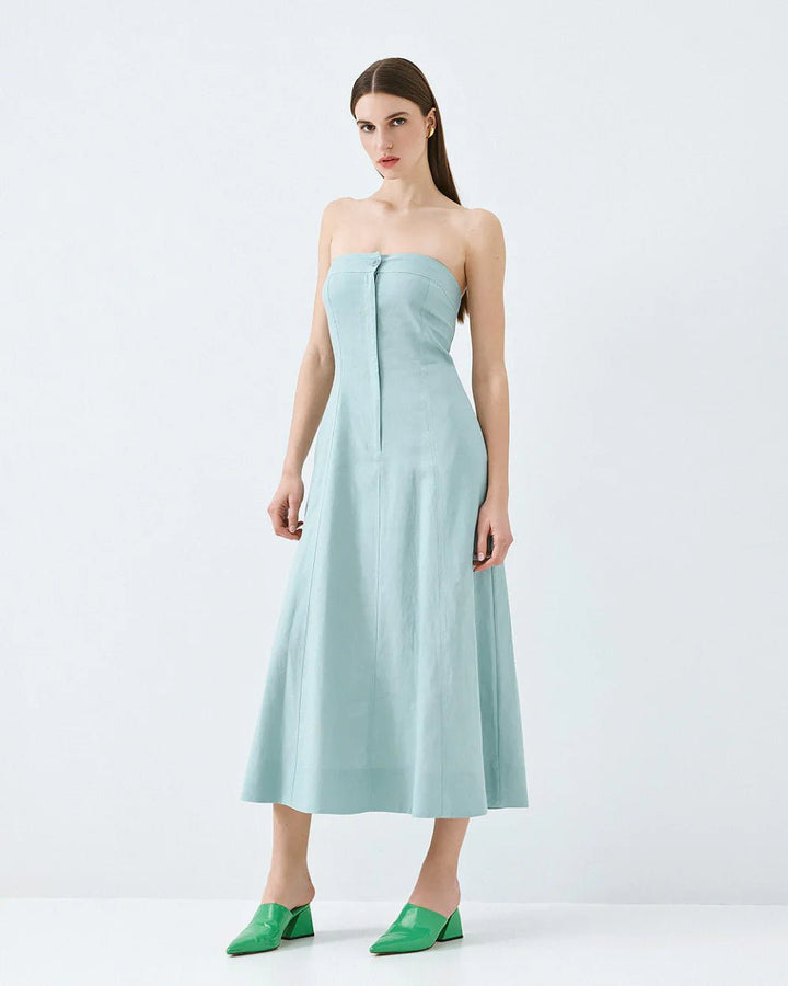 Φόρεμα στράπλες με φερμουάρ και κουμπί Access Fashion