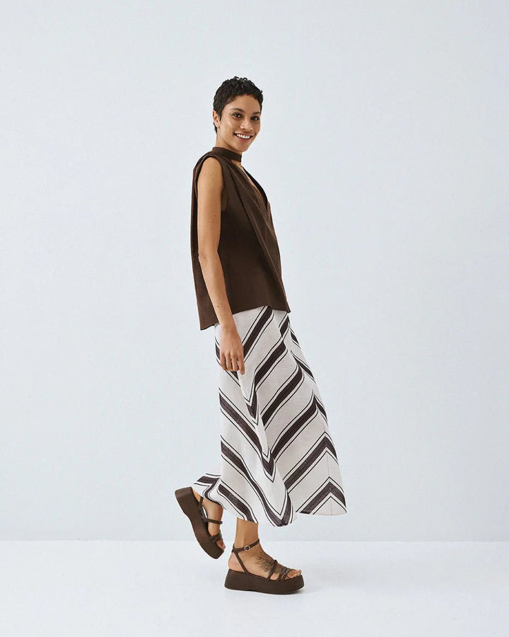 Φούστα μίντι ριγέ Access Fashion