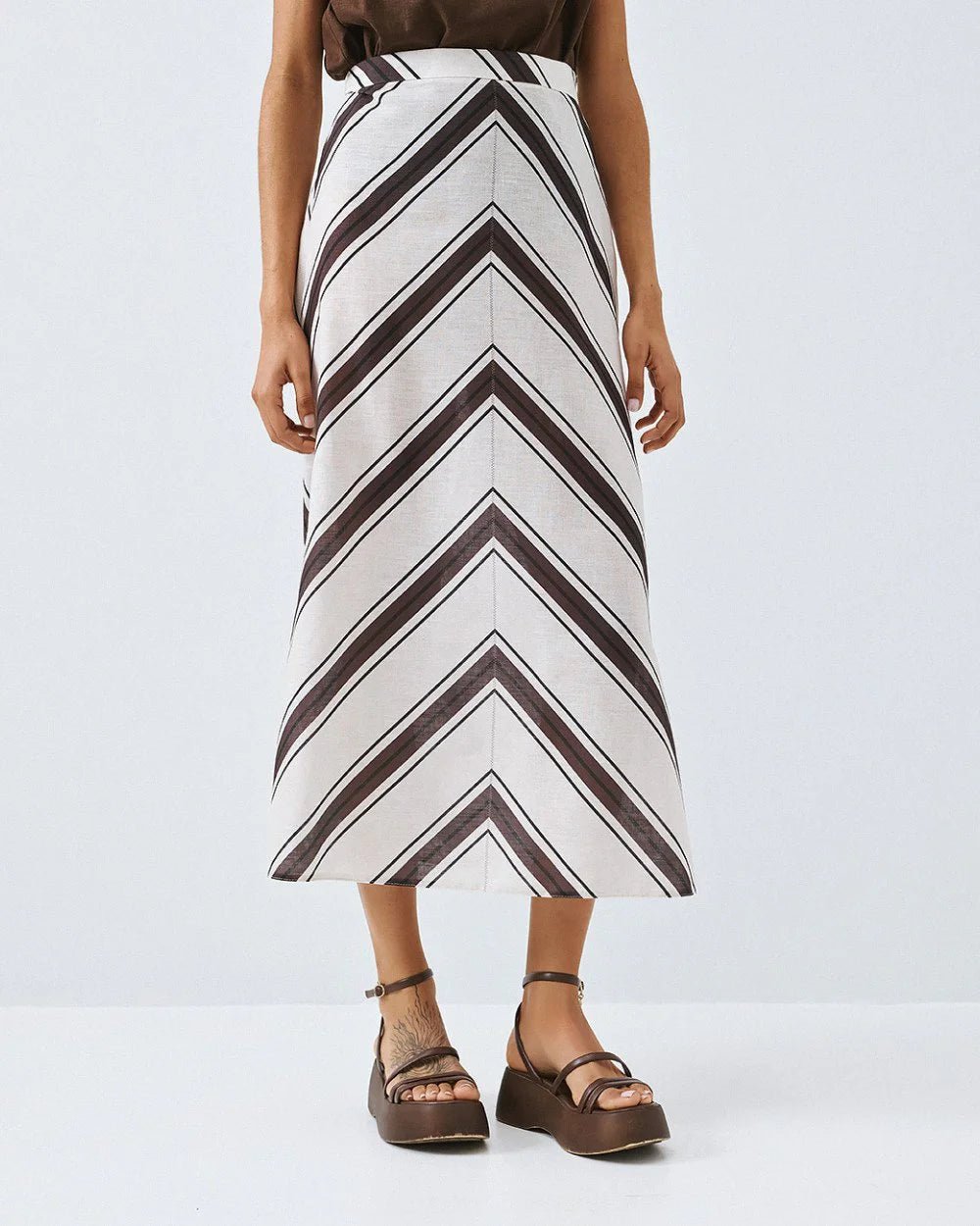 Φούστα μίντι ριγέ Access Fashion