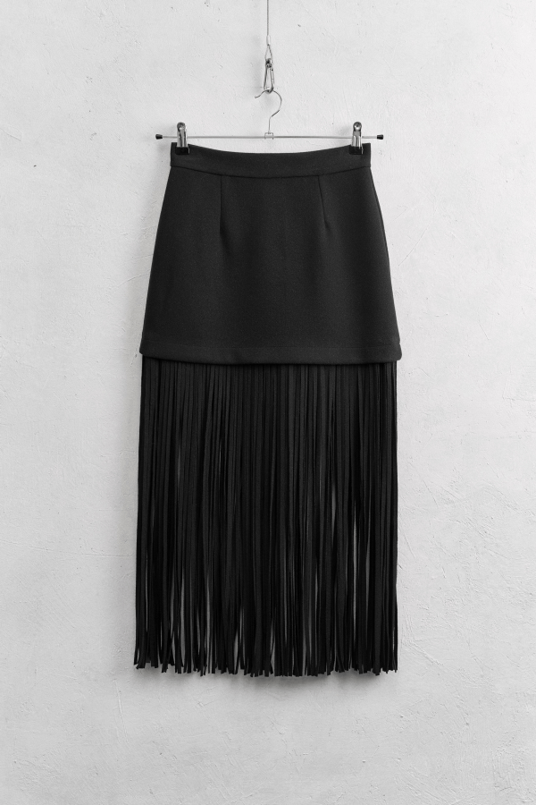 Φούστα μίντι με κρόσσια suede Lumina