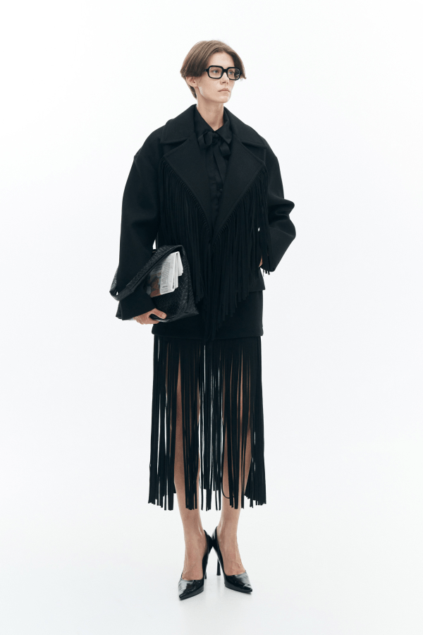 Φούστα μίντι με κρόσσια suede Lumina