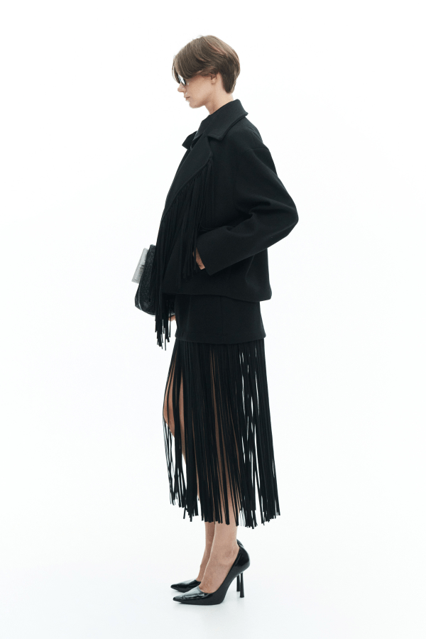 Φούστα μίντι με κρόσσια suede Lumina