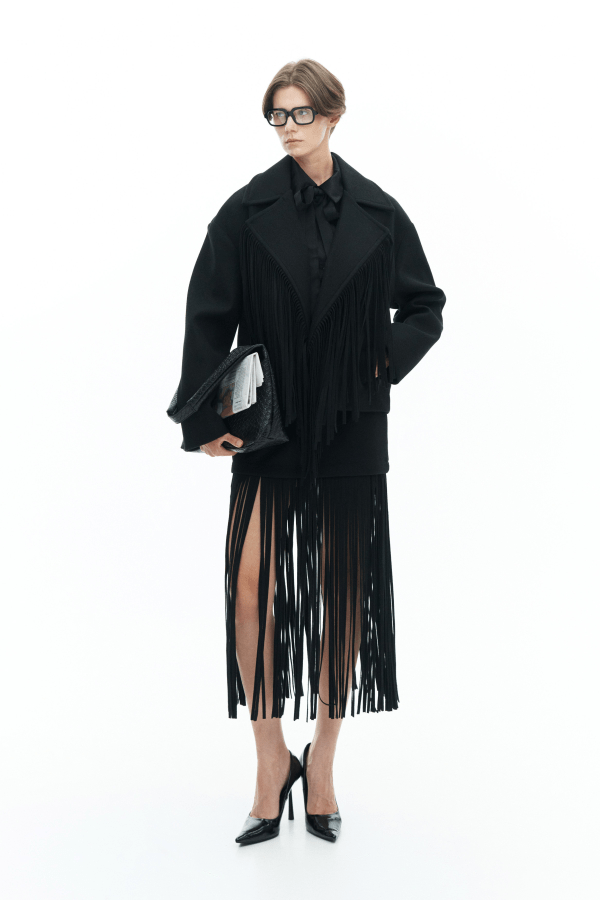 Φούστα μίντι με κρόσσια suede Lumina