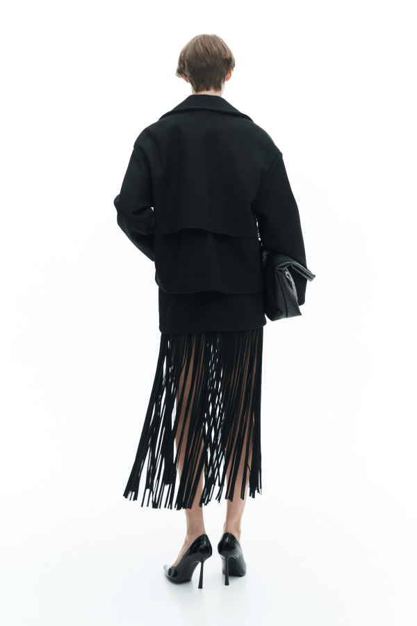 Φούστα μίντι με κρόσσια suede Lumina