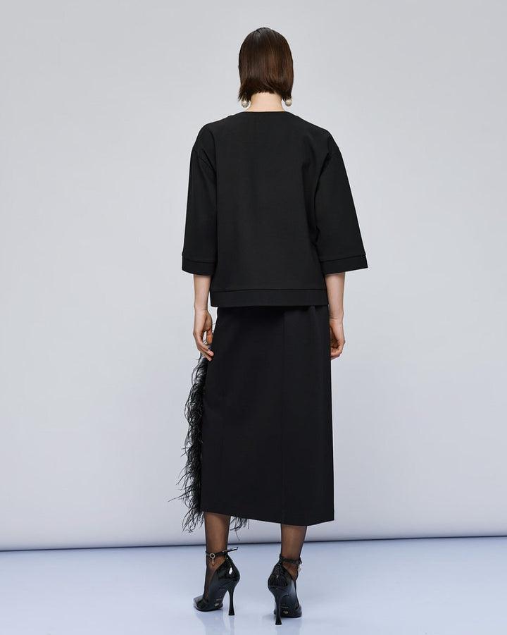 Φούστα μίντι με πούπουλα Access Fashion