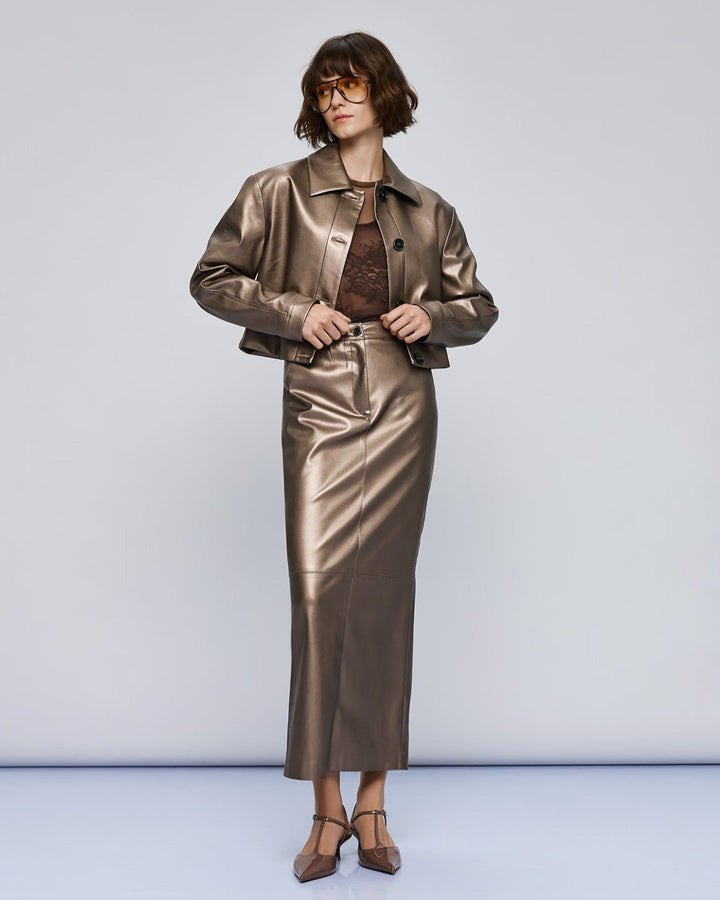 Φούστα μίντι όψης δέρματος Access Fashion