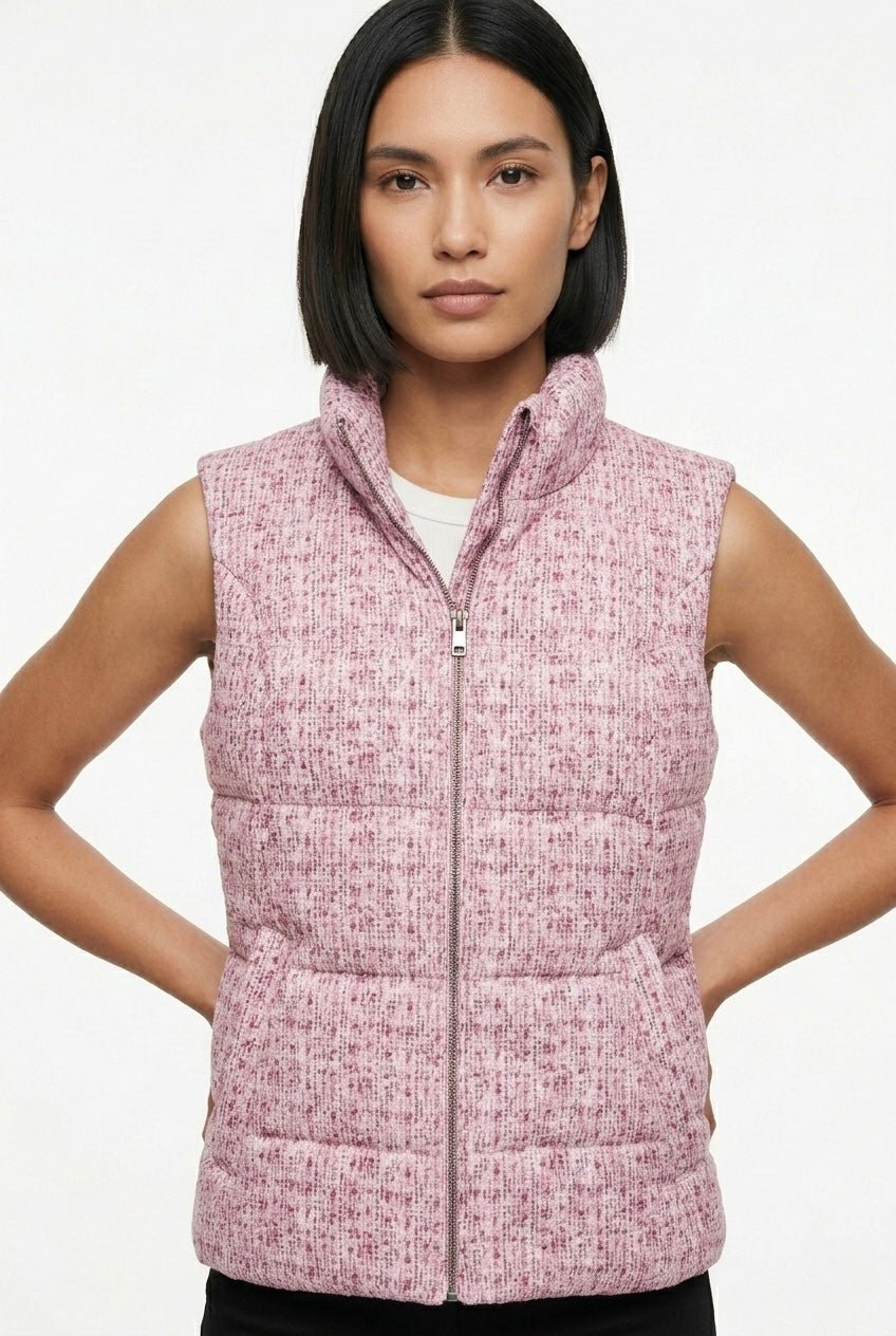 Γιλέκο καπιτονέ με tweed εφέ A Collection Boutique