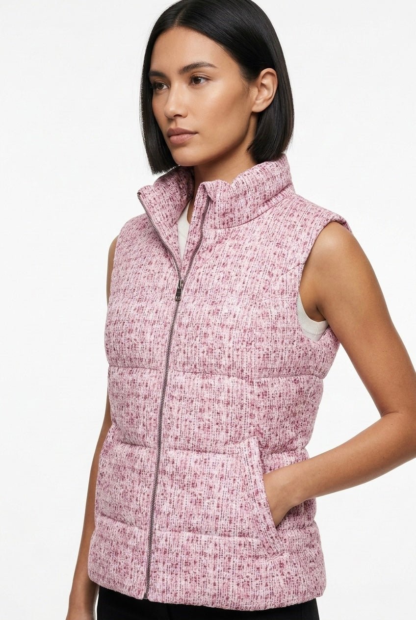 Γιλέκο καπιτονέ με tweed εφέ A Collection Boutique