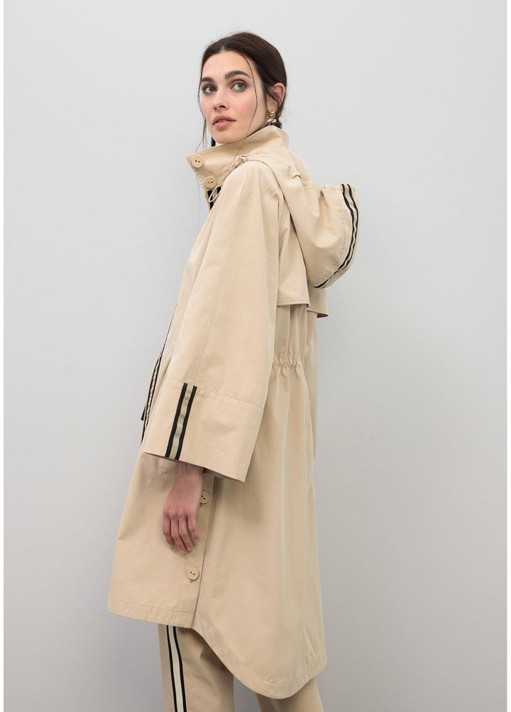 Καμπαρντίνα oversized με κουκούλα και διακοσμητικές ρίγες Lola Casademunt
