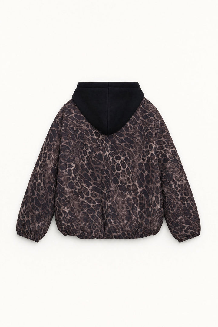 Leopard σετ jacket με κουκούλα & wide leg παντελόνι Lumina