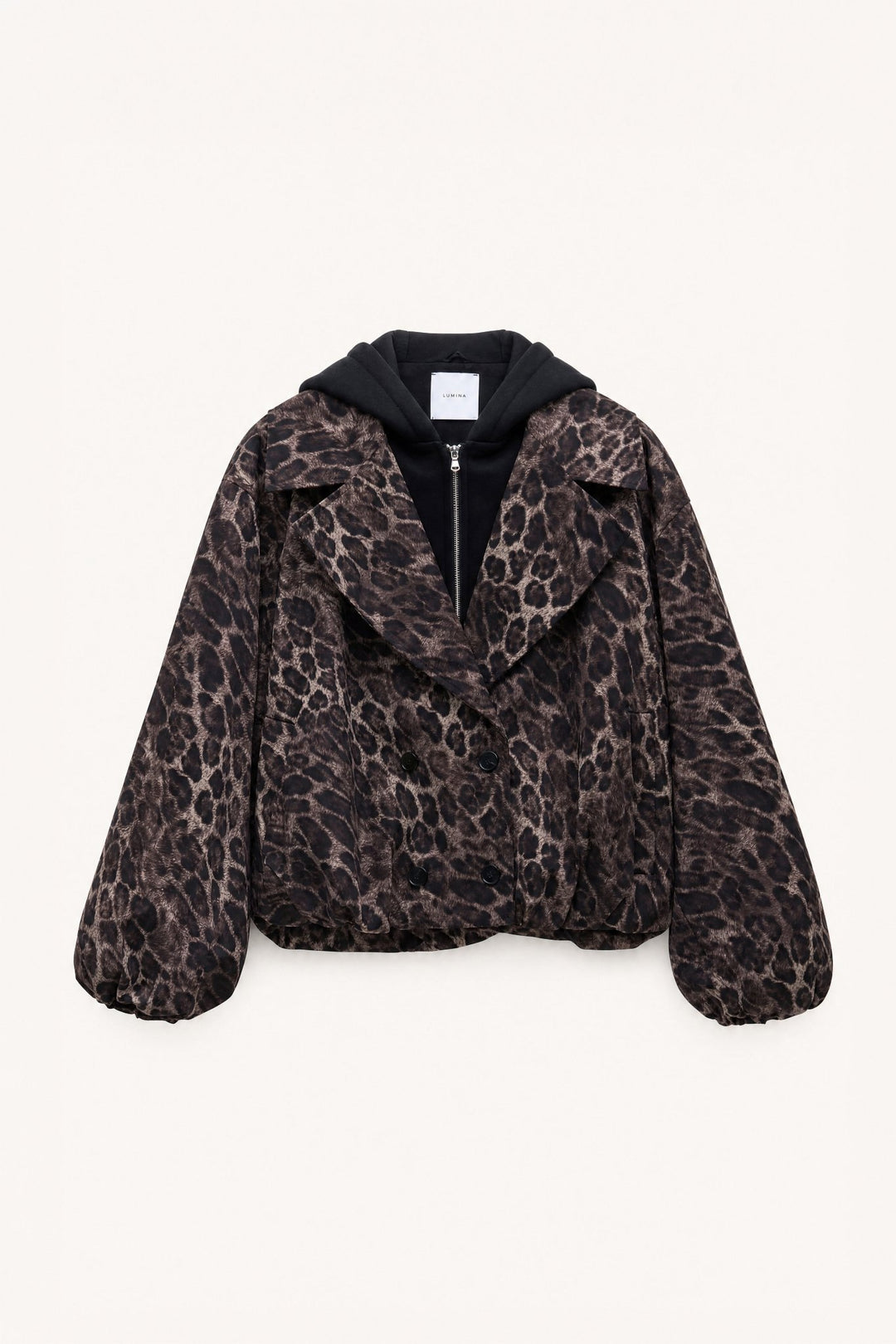 Leopard σετ jacket με κουκούλα & wide leg παντελόνι Lumina