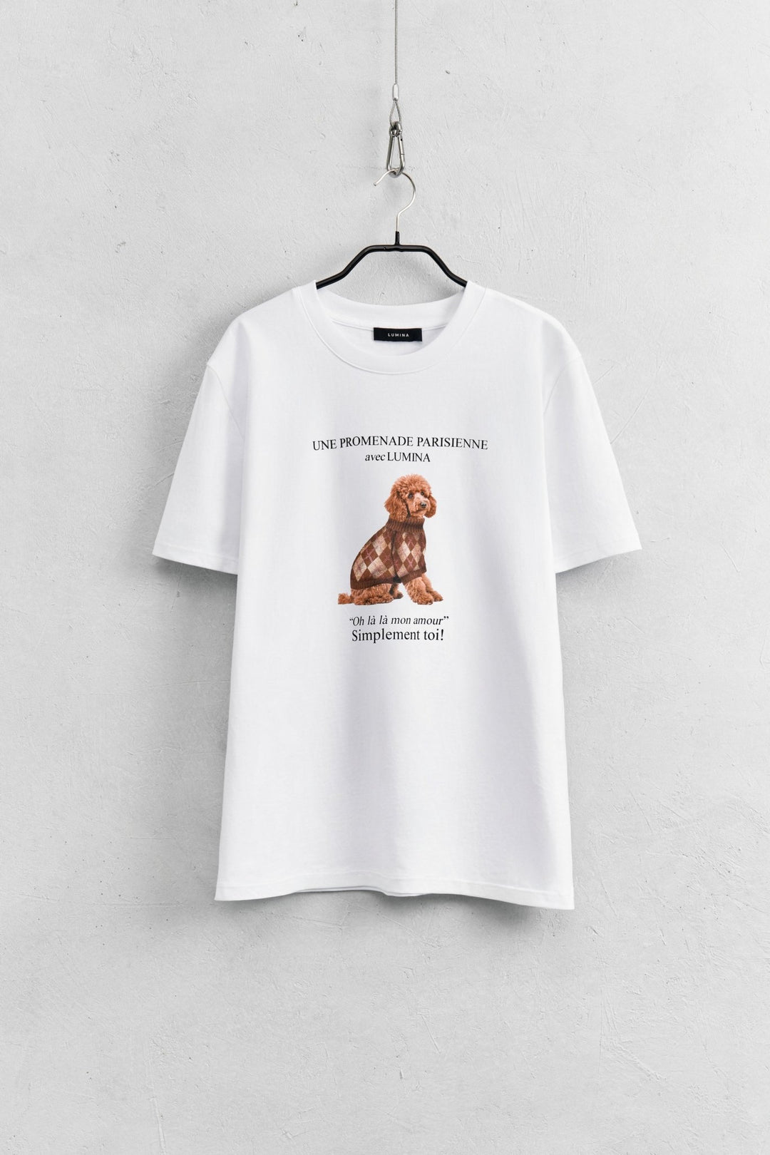 Λευκό Γυναικείο T-Shirt με Print Σκύλου Poodle Lumina