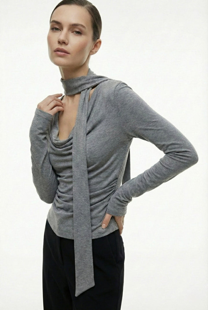 Μπλούζα με ντραπέ λαιμόκοψη A Collection Boutique