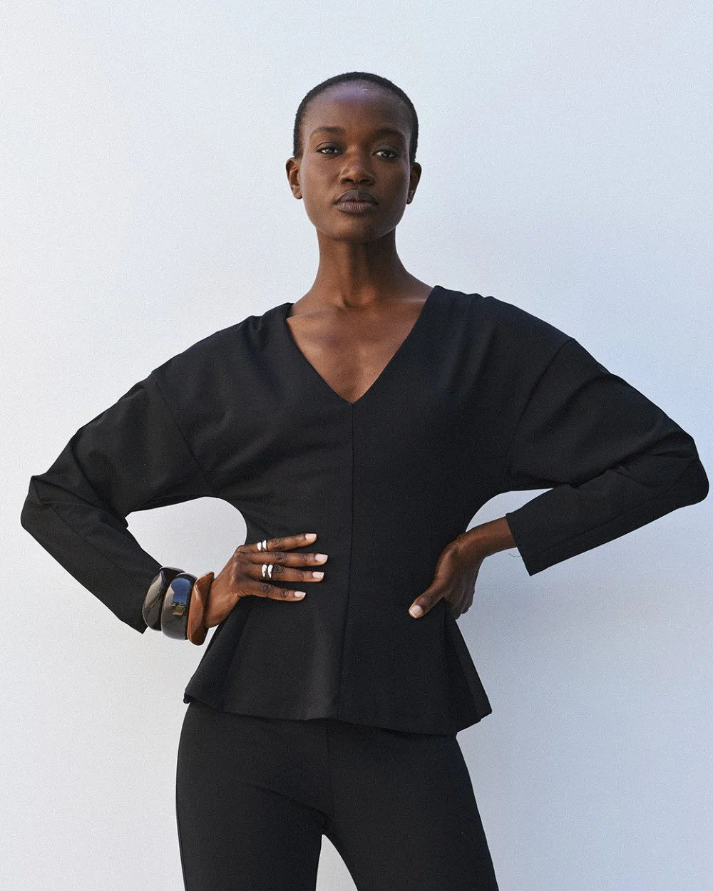 Μπλούζα peplum με V λαιμόκοψη Access Fashion
