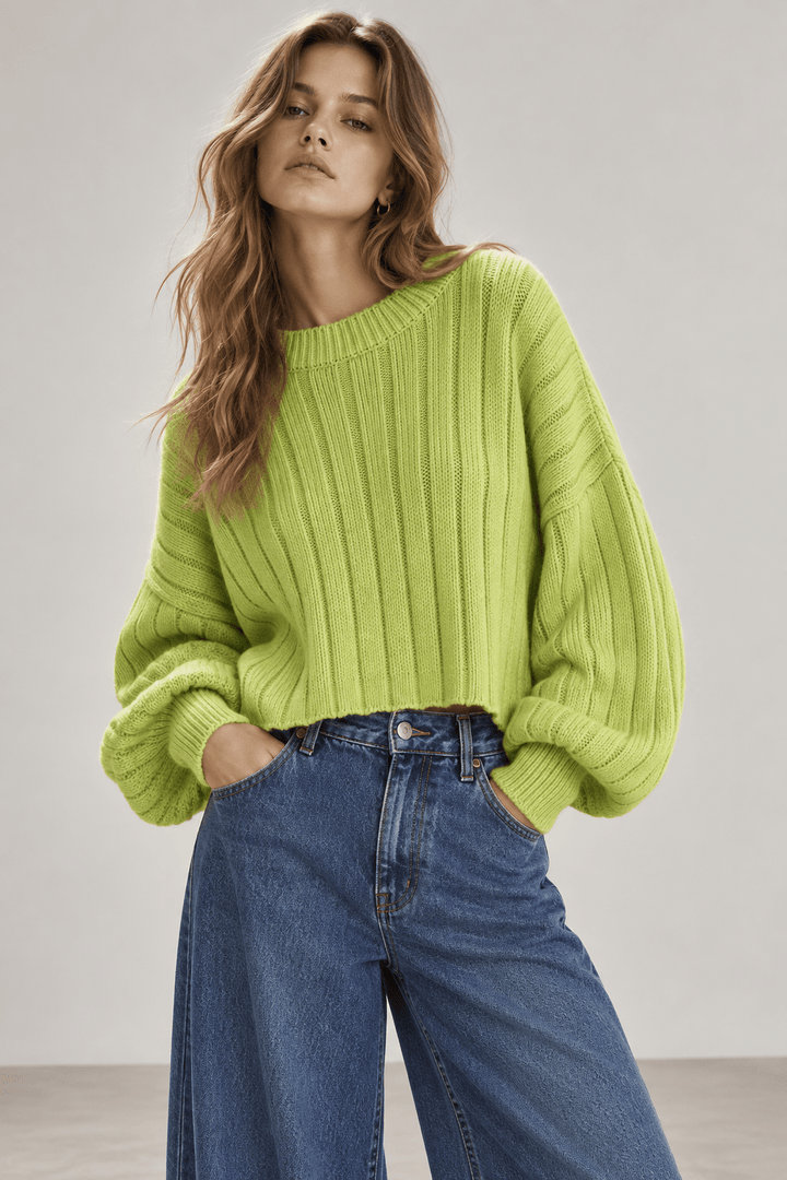 Μπλούζα πλεκτή oversized κοντή Access Fashion