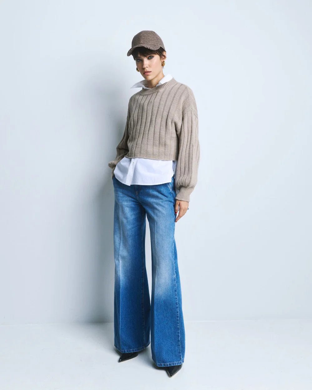 Μπλούζα πλεκτή oversized κοντή Access Fashion
