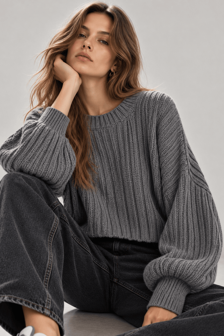 Μπλούζα πλεκτή oversized κοντή Access Fashion