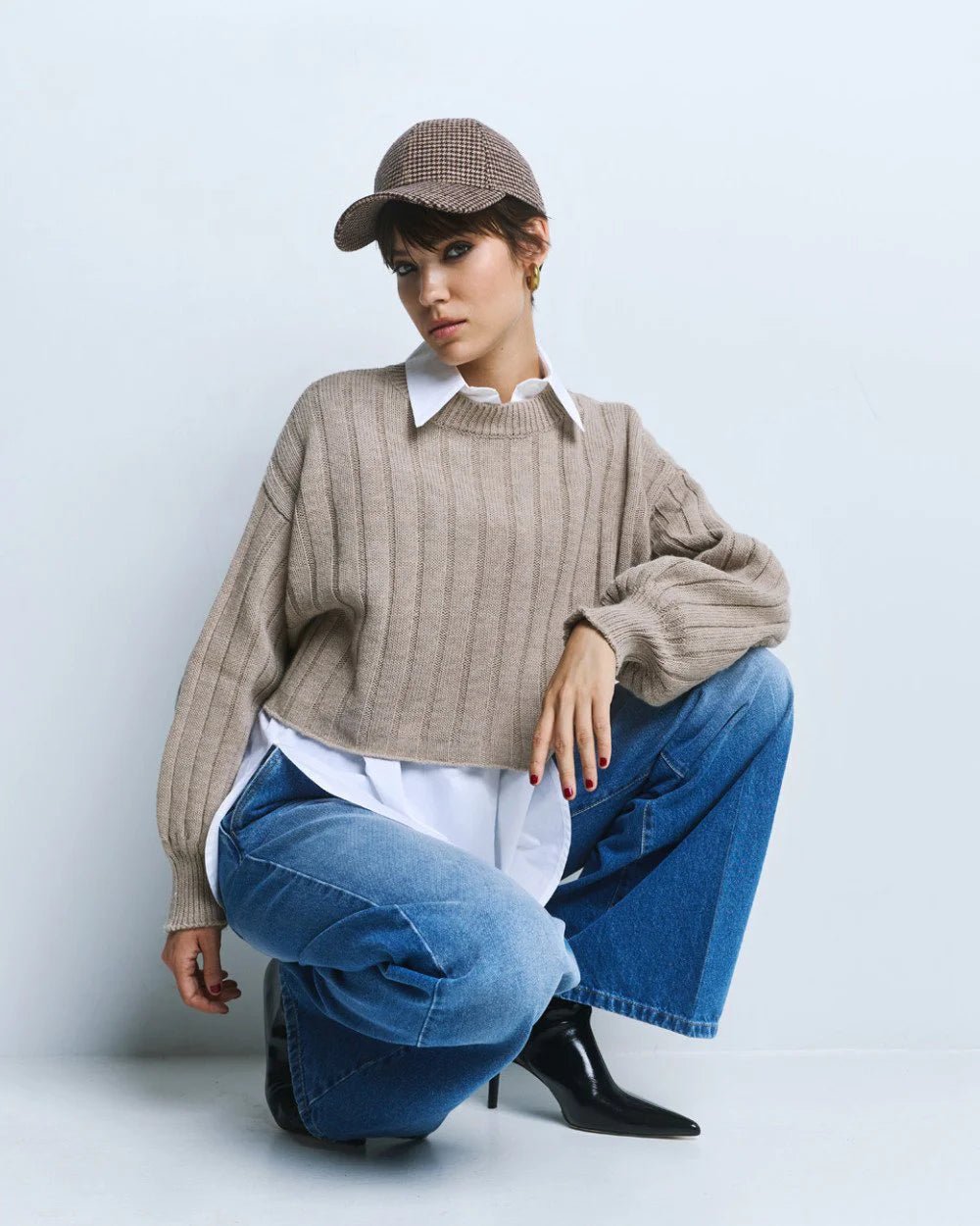 Μπλούζα πλεκτή oversized κοντή Access Fashion